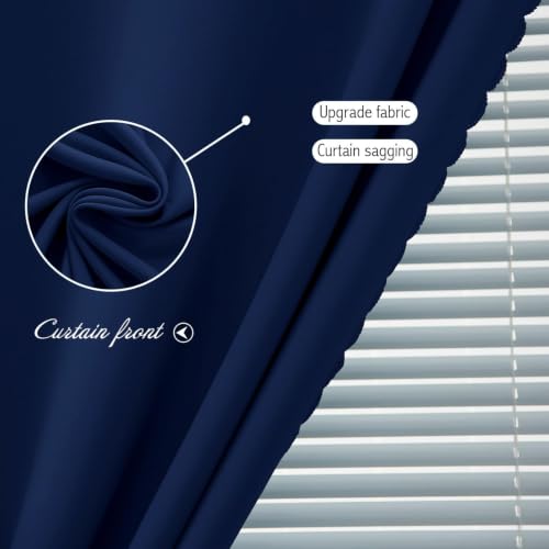 Instant Blackout Window Curtain with Reusable Adhesive (71"W x 72"L (Pack of 2) / Navy Blue)