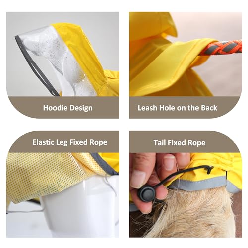 Dog Raincoat Waterproof (Yellow / XX-Large(55-77lb))