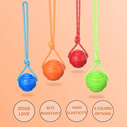 Dog Training Ball on A Rope Rubber Dog Rope Toys Ball with Handle for Tug of War K9 Training Rewards for Belgian Malinois Gifts (Four colors / 5cm (with rope))