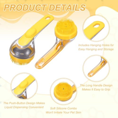 2Pcs Pet Bath Brush (Yellow/Green)