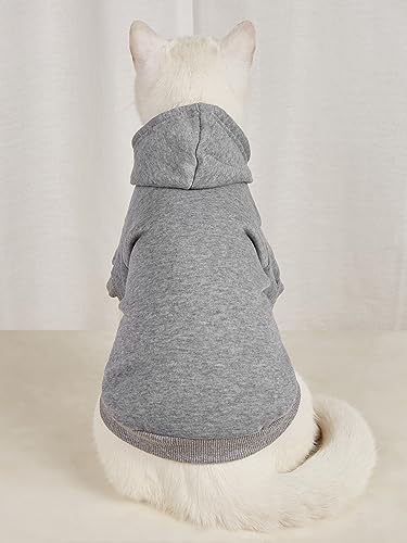 Basic Dog Hoodie Sweatshirt Puppy Sweater Warm Cat Costumes Pet Clothes for Chihuahua Puppy Kitten Small Medium Dogs Grey and Cadet Blue X (X-Small / Grey and Cadet Blue)