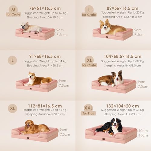 Orthopedic Dog Beds Large Sized Dog (Dusty Pink / 36.0"l X 27.0"w X 6.5"th)