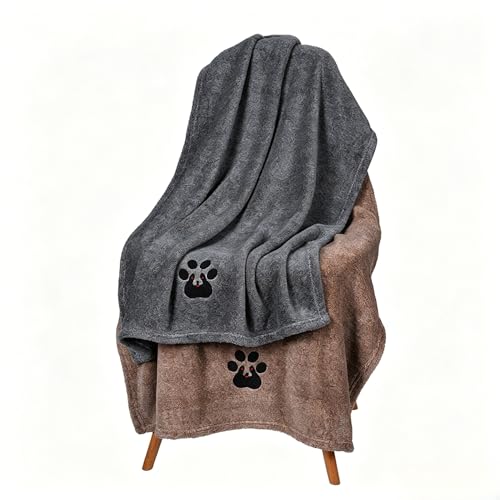 Dog Towels for Drying Dogs 2 Pack (Black and Brown / M-36" * 28")