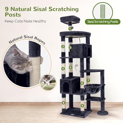 Giant Cat Tree for Indoor Large Cats (83inch / Dark Grey)