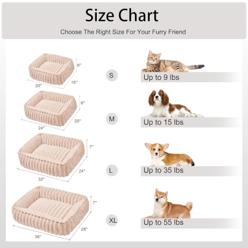 Orthopedic Large Dog Bed Calming Pet Sofa Bed 36''x28'' Khaki (Khaki / 36"L x 28"W x 7"Th)