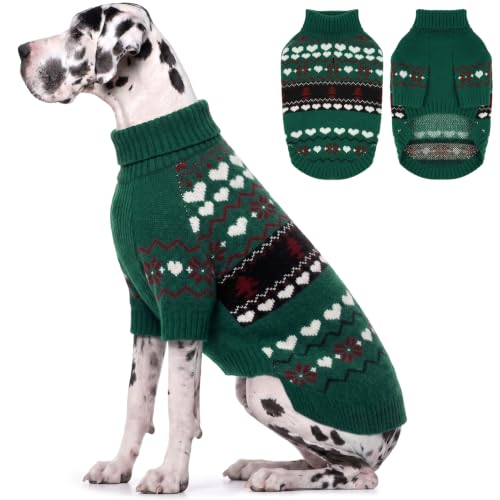 Great Dane Sweater (Nordic Hearts-Green / XXXX-Large)