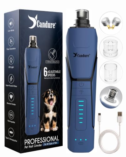 Whisper Quiet Dog Nail Grinder with 360 Degree LED Light (Dark Blue)