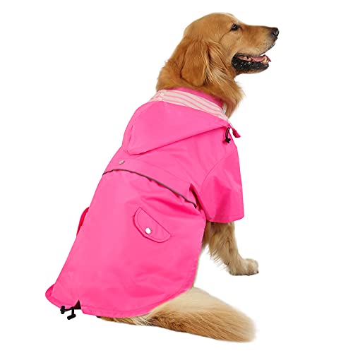 Premium 2 Layer Zip Dog Raincoat Poncho w (XX-Large / Pink)