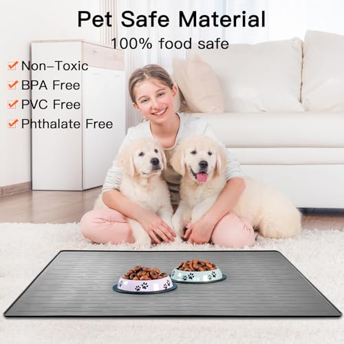 39.4"x29.5" Large Pet Food Mat (Light Gray / 39.4"L x 29.5"W)