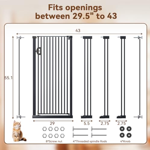 57" Extra Cat Gate (Black / 29.5"-43"W)