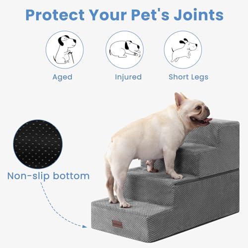 Dog Steps for Bed & Couch (Grey / 4-Step 18.5" H)