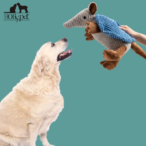Armadillo Squeaky Dog Toys for Medium Large Dogs (14 IN / Blue)