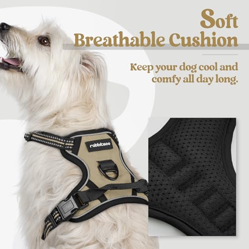 Dog Harness No Pull with 2 Leash Clips (X-Small / Beige)