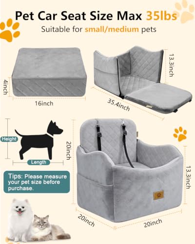 Dog Car Seats for Small Dogs Up to 35lb (Grey)