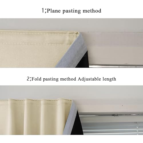100% Blackout Stick Curtain Portable Black Out Curtains Adhesive Curtains for Bedroom Living Room No Drilling (Beige/ Thickened / 47"W x 54"L (Pack of 1))