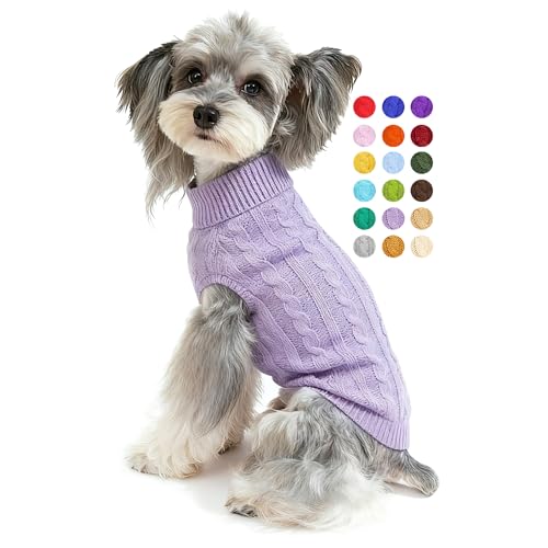 Dog Sweater Soft Warm Turtleneck Knitted Clothes for Small Medium Large Pet (Medium Purple / X-Small)