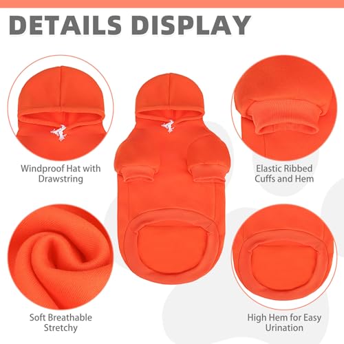 Dog Hoodie for Large Medium Small Dogs (Orange / Small)
