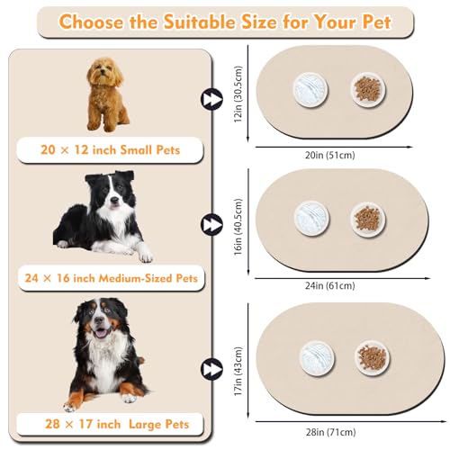 Large Pet Feeding Mat (28''x17'' / Beige)