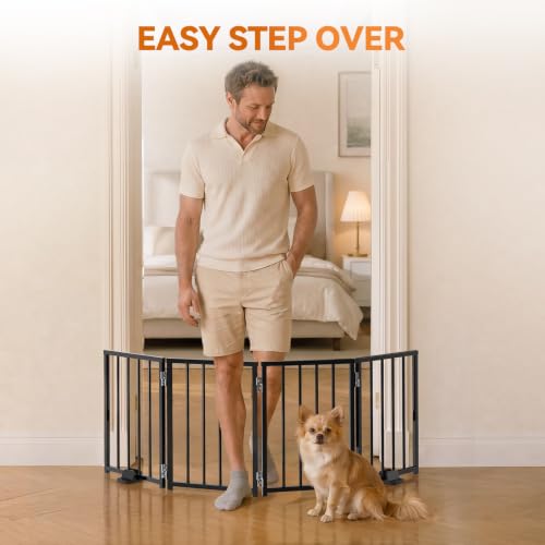 Small Dog Gate Indoor (Black / Up to 96" W, 16.5" H)