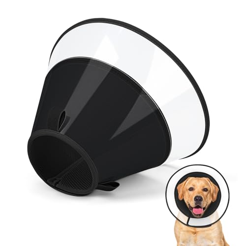 Dog Cone Collar with Soft Liner to Stop Licking (Light Black / XS(Depth: 6.1, Girth: 9.5-11.5 ))