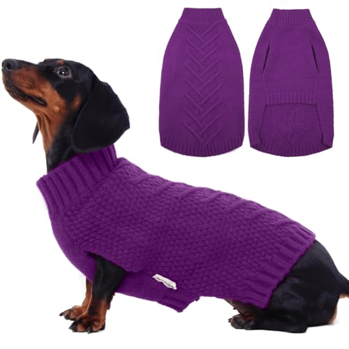 Dog Sweater Warm Sleeveless Pullover for Small Dogs (Large(Chest:20.9 in) / Purple)