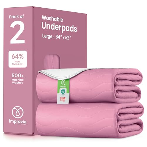 Washable Underpads (Pink / 34"x52" (Pack of 2))