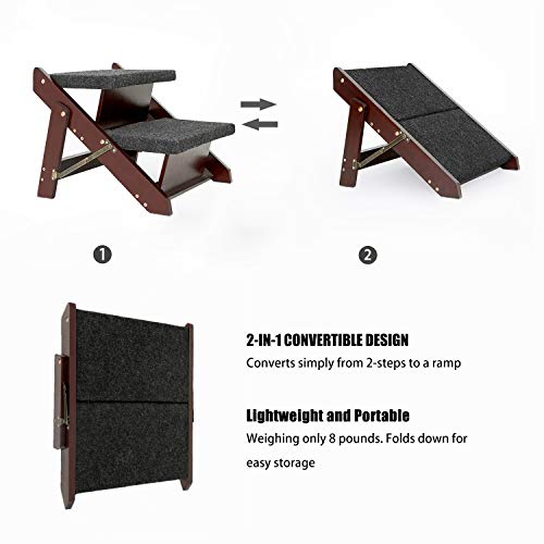 Wooden Pet Stairs (2 Steps – For Sofas (11–19 in) / 17.3" L x 17.24" W x 13" H)