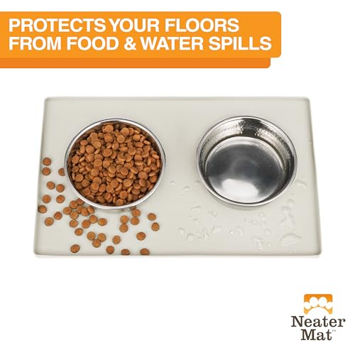 Neater Mat Pet Mats for Food and Water (16"L x 10"W / Cream)
