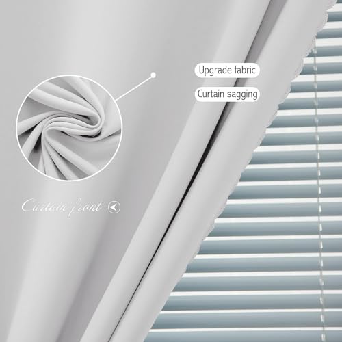 Blackout Curtains for Bedroom Sticky Curtain Blackout Window Cover Self Adhesive Curtains Rod No Drillng (35"W x 71"L (Pack of 1) / Light Grey)