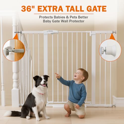 36" Extra Tall Baby Gate for Stairs (White / 29.7-51"W x 36"H)