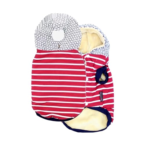Basic Dog Hoodie (L / Striped Pom Pom Hoodie Red)