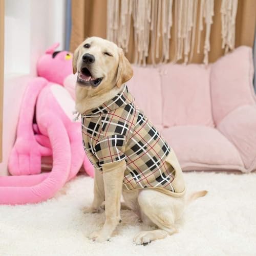 Plaid Dog Hoodie (Large / Beige)