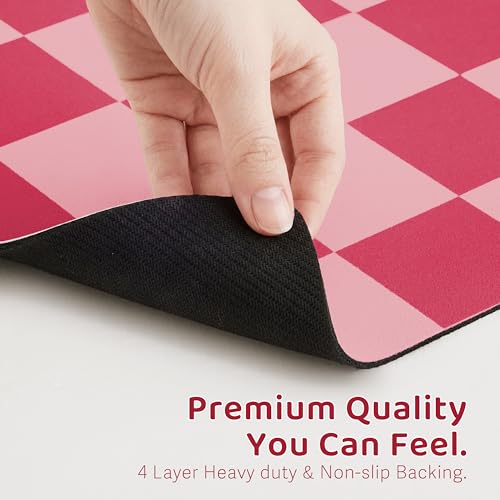 Checkered Dog Feeding Mat (19"L x 12"W / Coral)