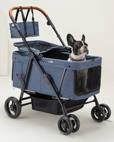 Dog Stroller for Large & Medium Dogs (Navy Blue)
