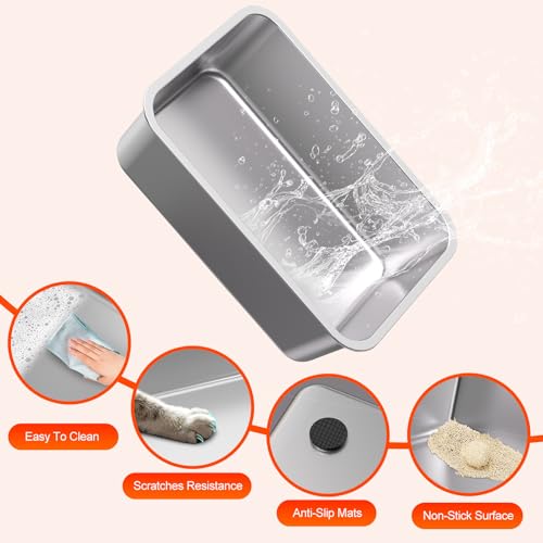 2PACK Stainless Steel Litter Box (2PACK-Grey)