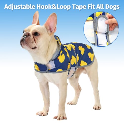 Dog Raincoat Waterproof Dog Rain Jacket with Hood (Navy Blue Duck / Medium)