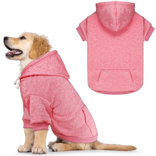Dog Sweaters for Small Dogs Dog Hoodie Fleece Soft Pet Clothes Sweatshirt with Pocket Pet Hoodie for Small Dogs Puppy Sweater (Small / Pink)