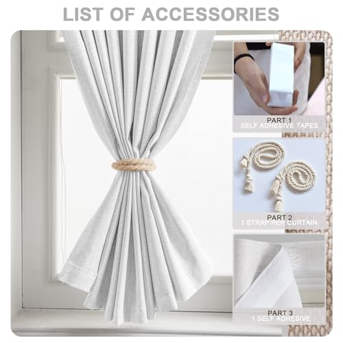 No Drill Blackout Curtains for Windows (White / 25"W x 40"H)