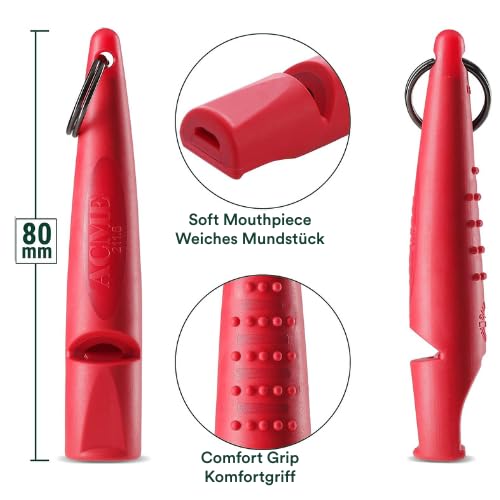 Alpha 210.5 Professional Dog Training Whistle with Lanyard. Enhanced Ergonomic Grip. BPA (Carmine Red/Black)