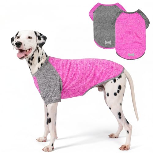 2Pack Dog Shirt for Large Dogs Sun Protection Tank Top with Sleeves (XX-Large (40-55lbs) / 3# 2Pack(Rose+Grey))