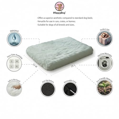 Faux Fur Orthopedic Rectangular Dog Bed (White / Medium)