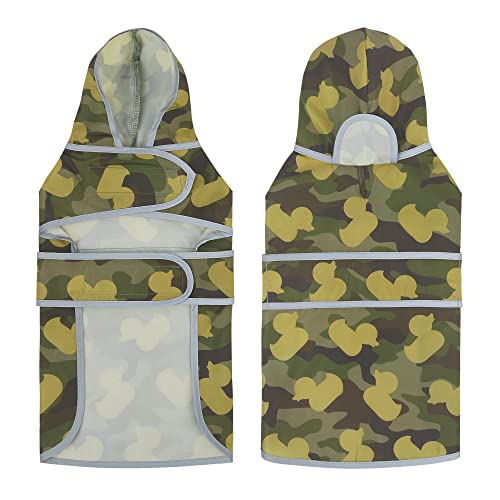 Dog Raincoat Waterproof Dog Rain Jacket with Hood (Camo Ducks / Medium)