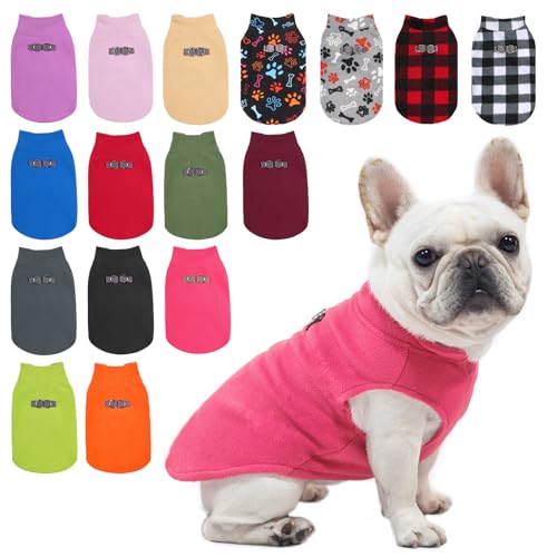 Dog Fleece Vest Sweater Winter Jacket for Small and Medium Dogs with D (Large / ROSEO)