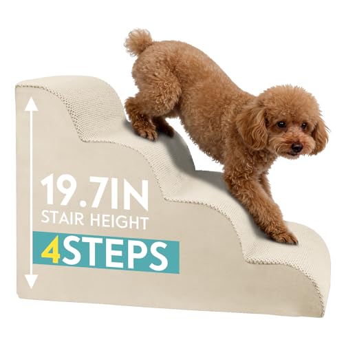 Dog Stairs for Small Dogs (Beige / 4-Step (H: 19.7IN))