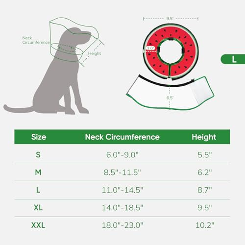 Sponge Dog Cone Collar Stop Licking After Surgery (Watermelon / L(Neck 11"-14.5"))