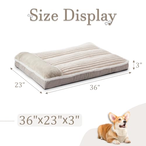 Dog Bed for Large Dogs (Beige / Large:(36"L x 23"W x 3"Th))