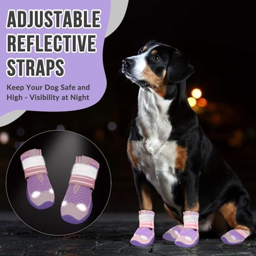 Dog Shoes for Large Small Medium Dogs (Pink / #7 (Width 2.8 inch) for 63-78 lbs)