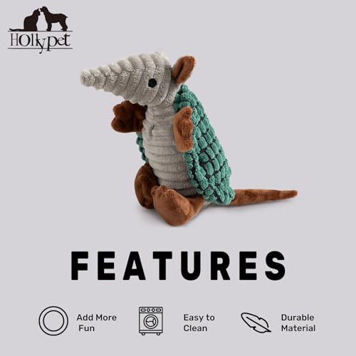 Armadillo Squeaky Puppy Dog Toys for Small Medium Dogs (8 IN / Deep Green)