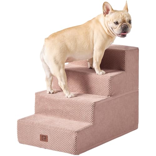 Dog Stairs for Bed 18" H (Pink / Standard 15" x 24" x 18")
