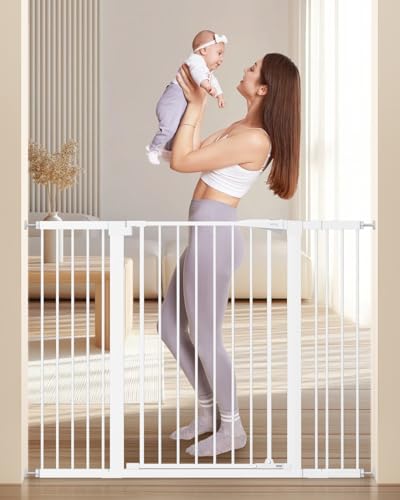 36" Extra Tall Baby Gate for Stairs (White / 29.7-51.5"Wide,36"Tall)